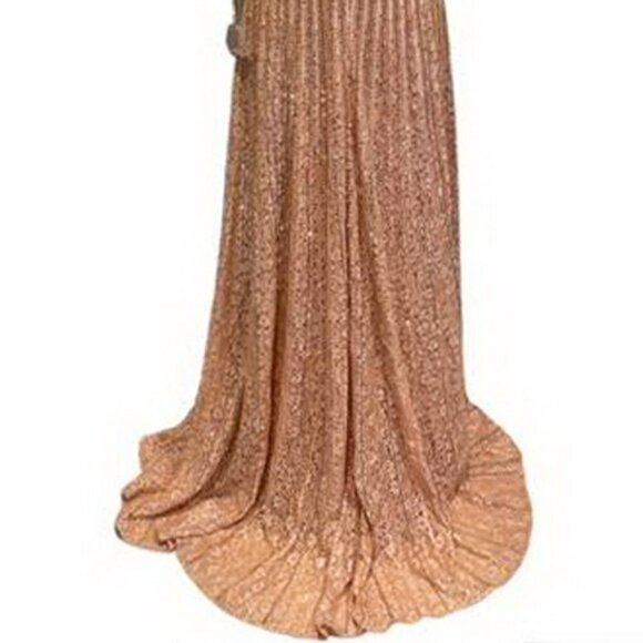 Mac Duggal Salmon Dusty Pink Beaded Sequin Lace Gown - Picture 4 of 4